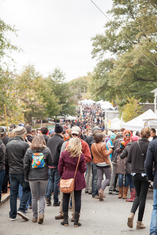 Photo: Kate Lamb. Despite depleted chili and cold temperatures, Kirkwood Avenue remained full of festival attendees.