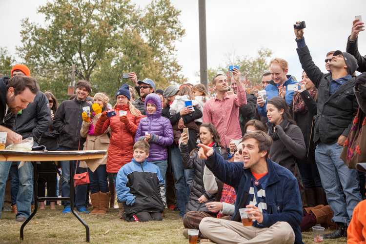 Photo: Kate Lamb. The crowd watches and cheers on the contestants.