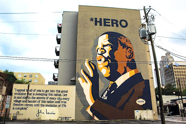 ACTIVISM THROUGH ART: Mural of John Lewis in Downtown Atlanta. Photo Credit: Lynsey Weatherspoon